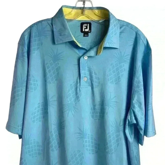 FootJoy Men's Pineapple Polo Shirt Blue Size L Limited Edition Casual - Picture 10 of 16
